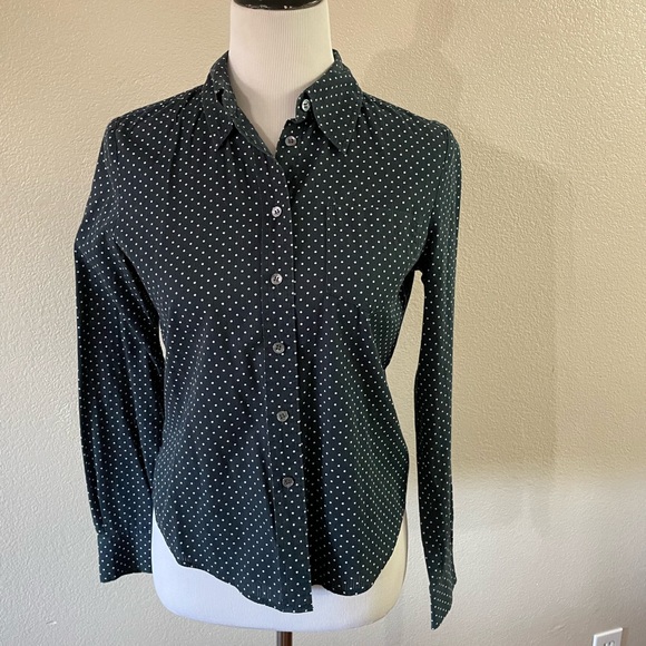 Club Monaco Navy/Indigo/White Polka Dots Button Down Shirt - Picture 2 of 8